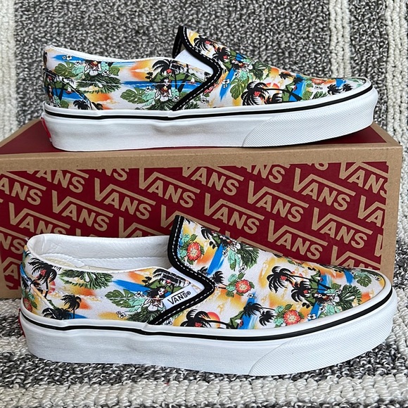 Vans Shoes - Vans Men’s Classic Slip-On Aloha Black/True White Sneakers